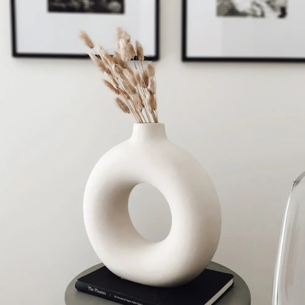 Ceramic Donut Vase - Modern Boho Chic Flower Vase