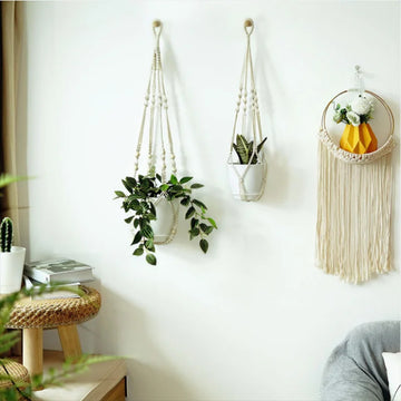 Macrame Plant Hanger - Boho Rope Ceiling Hanging Plant Basket Holder